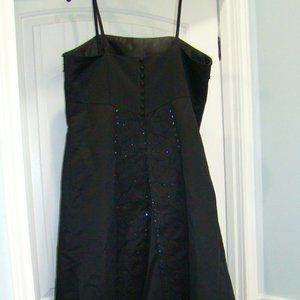 Elegant hand beaded spaghetti Strap Black Long Dress - size 18